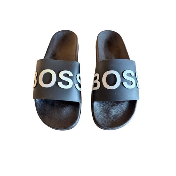 BOSS Hugo Boss Black Logo Slides Sandals – Men’s Size 11 (Made in Italy) - Picture 2 of 8
